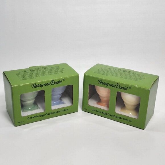 Set of 4 - Harry and David Ceramic Egg Cup/ Candle Holder 3" - Picture 3 of 7